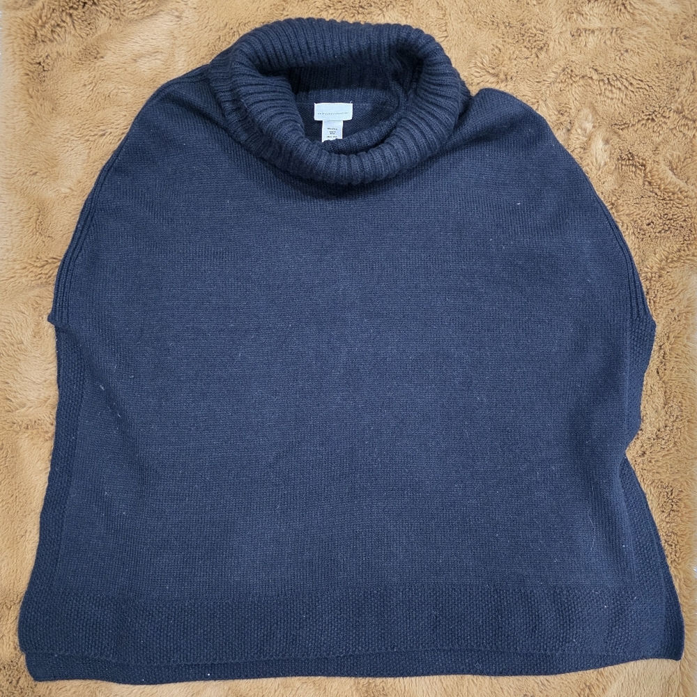 New York and Company Elegant Black Poncho Sweater